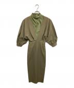 Ameriアメリ）の古着「MEDI OFF SHOULDER PUFF SLEEVE DRESS メディ オフショルダー パフスリーブ ドレス」｜カーキ