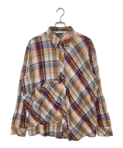 Acne studios（アクネ ストゥディオズ）Acne studios (アクネ ストゥディオズ) チェック柄 デザインポケットシャツ　FN-MN-SHIR000487 ブラウン サイズ:48の古着・服飾アイテム
