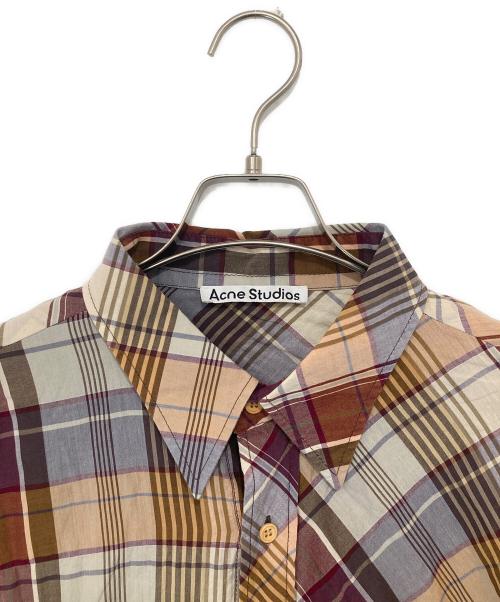 Acne studios（アクネ ストゥディオズ）Acne studios (アクネ ストゥディオズ) チェック柄 デザインポケットシャツ　FN-MN-SHIR000487 ブラウン サイズ:48の古着・服飾アイテム