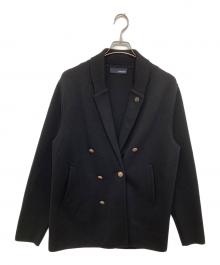 LARDINI（ラルディーニ）の古着「ショールカラーニットダブルジャケット」｜ブラック