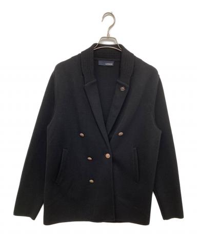 LARDINI ショールカラーコート ダブル 銀ボタン ウール ツイード 中古・古着通販】LARDINI (ラルディーニ) ショールカラーニットダブル