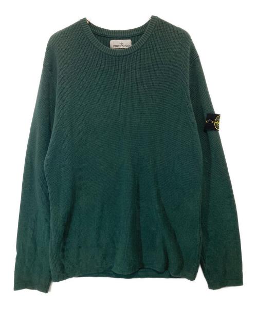 STONE ISLAND（ストーンアイランド）STONE ISLAND (ストーンアイランド) リブド ソフト コットン クルーネック ニット　7815507D8 V0053 ボトルグリーン / Bottle Gre サイズ:Lの古着・服飾アイテム