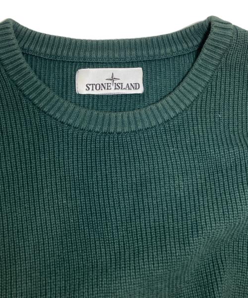 STONE ISLAND（ストーンアイランド）STONE ISLAND (ストーンアイランド) リブド ソフト コットン クルーネック ニット　7815507D8 V0053 ボトルグリーン / Bottle Gre サイズ:Lの古着・服飾アイテム