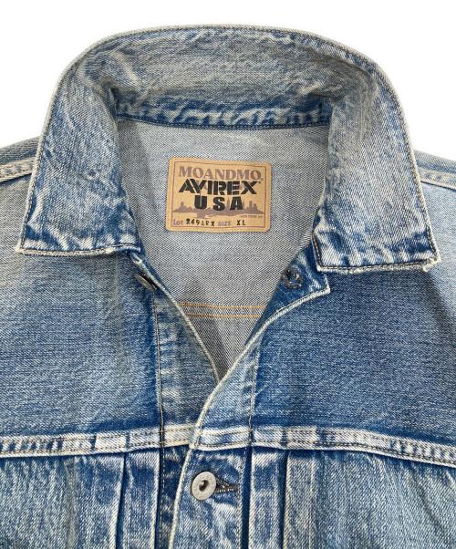 AVIREX（アヴィレックス）AVIREX (アヴィレックス) MOANDMOCLOTHING ICON DENIM JACKET　アイコンデニムジャケット　7834252204 インディゴ サイズ:XLの古着・服飾アイテム