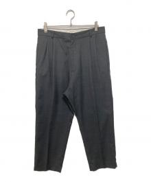 STUDIO NICHOLSON（スタジオ ニコルソン）の古着「ALIAN WOOL MENS DOUBLE PLEAT TAPERED PANT　アランウールメンズダブルプレートテーパードパンツ　SN-405」｜グレー