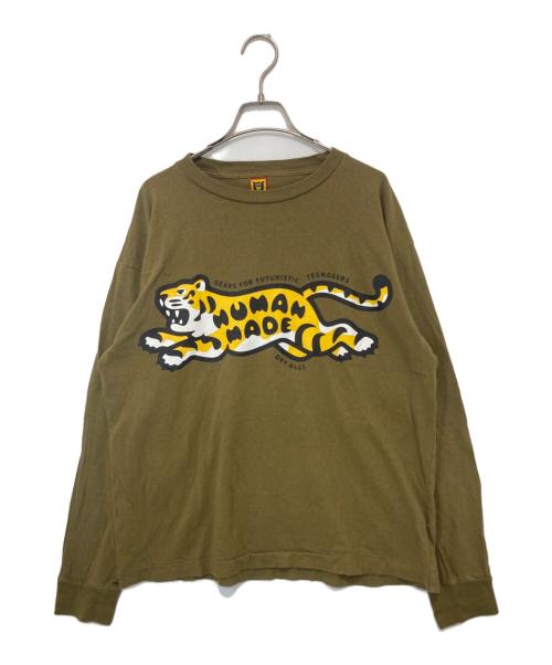 HUMAN MADE（ヒューマンメイド）HUMAN MADE (ヒューマンメイド) ロングスリーブタイガーTシャツ オリーブ サイズ:Lの古着・服飾アイテム