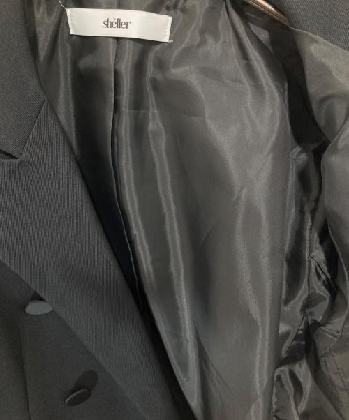 sheller（シェリエ）sheller (シェリエ) stitched design double breasted tailored jacket　ステッチデザインダブルブレストテーラードジャケット ブラック サイズ:FREEの古着・服飾アイテム