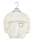shellerシェリエ）の古着「half sleeve stitch knit tops　ハーフスリーブステッチニットトップス」｜アイボリー