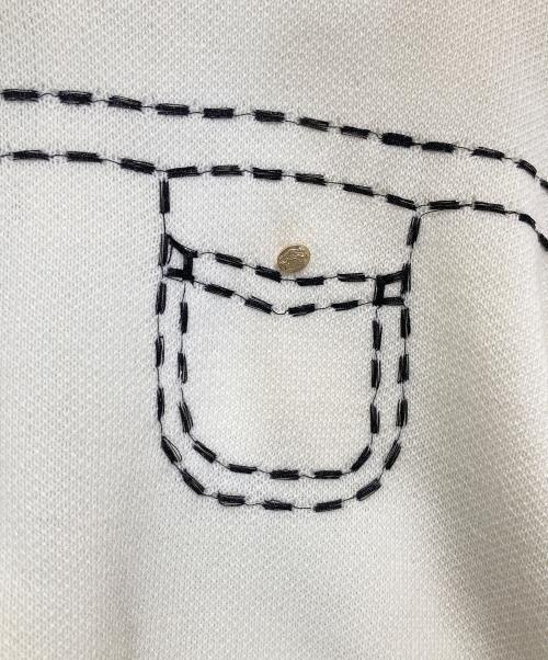 sheller（シェリエ）sheller (シェリエ) half sleeve stitch knit tops　ハーフスリーブステッチニットトップス アイボリー サイズ:FREEの古着・服飾アイテム