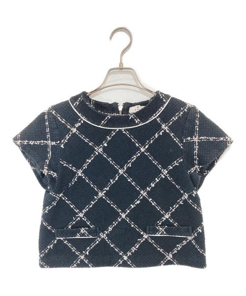 sheller（シェリエ）sheller (シェリエ) バックZIPダイヤツイードトップス　231032 ブラック サイズ:FREEの古着・服飾アイテム