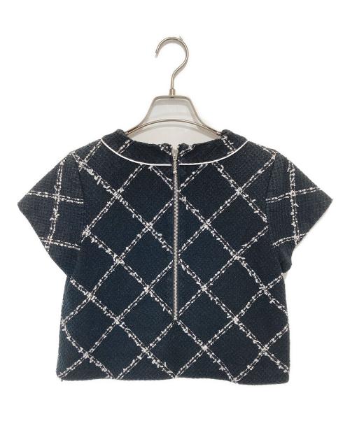 sheller（シェリエ）sheller (シェリエ) バックZIPダイヤツイードトップス　231032 ブラック サイズ:FREEの古着・服飾アイテム