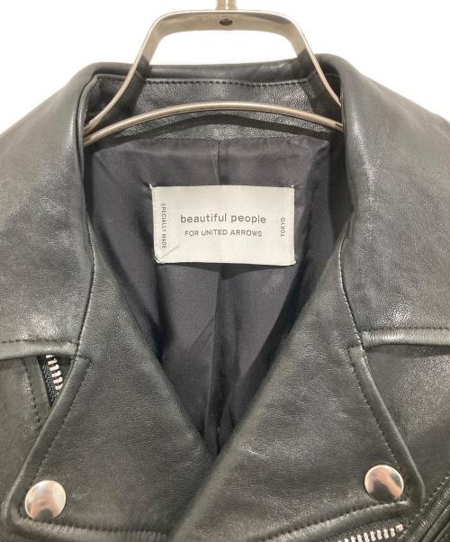 beautiful people（ビューティフルピープル）beautiful people (ビューティフルピープル) UNITED ARROWS (ユナイテッドアローズ) 別注ダブルライダースジャケット 1672402401 ブラック サイズ:140の古着・服飾アイテム
