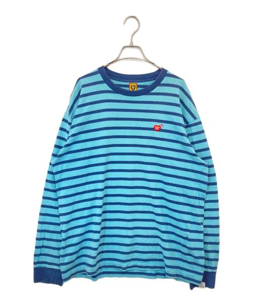 HUMAN MADE（ヒューマンメイド）HUMAN MADE (ヒューマンメイド) STRIPED L/S T-SHIRT　ストライプロングスリーブティーシャツ スカイブルー サイズ:XLの古着・服飾アイテム