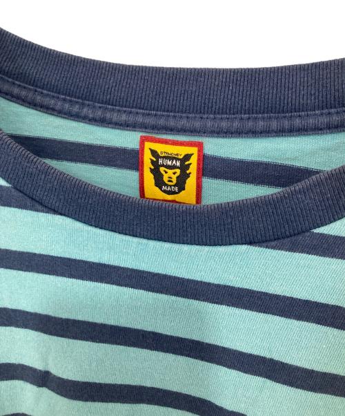 HUMAN MADE（ヒューマンメイド）HUMAN MADE (ヒューマンメイド) STRIPED L/S T-SHIRT　ストライプロングスリーブティーシャツ スカイブルー サイズ:XLの古着・服飾アイテム