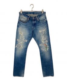 Hysteric Glamour（ヒステリックグラマー）の古着「PPR クラッシュ加工デニム　0251AP08」｜インディゴ