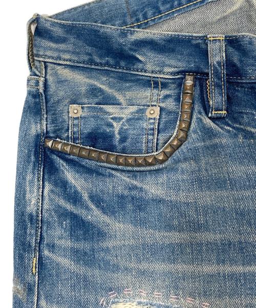 Hysteric Glamour（ヒステリックグラマー）Hysteric Glamour (ヒステリックグラマー) SP加工 スタッズ ダメージ デニムパンツ　0253AP02 インディゴ サイズ:32の古着・服飾アイテム