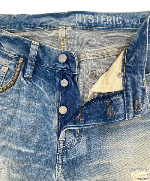 Hysteric Glamour（ヒステリックグラマー）Hysteric Glamour (ヒステリックグラマー) SP加工 スタッズ ダメージ デニムパンツ　0253AP02 インディゴ サイズ:32の古着・服飾アイテム