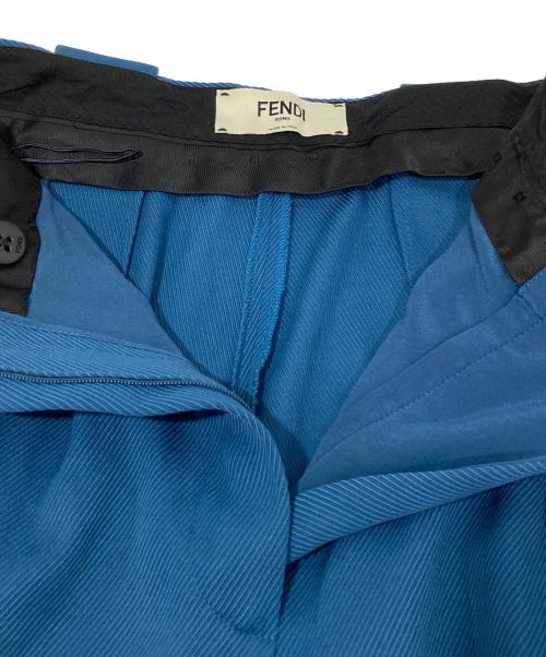 FENDI（フェンディ）FENDI (フェンディ) ステッチデザインウールタックパンツ　FR6240 A8D5 ブルー サイズ:36の古着・服飾アイテム