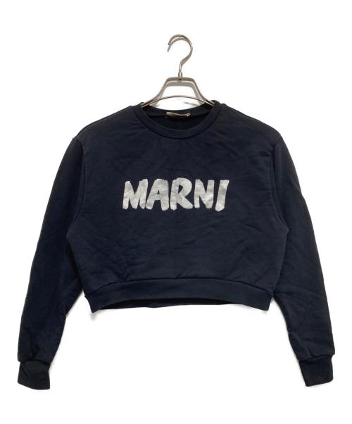 MARNI KIDS（マルニ キッズ）MARNI KIDS (マルニ キッズ) ロゴ クロップドスウェット ネイビー サイズ:14Yの古着・服飾アイテム