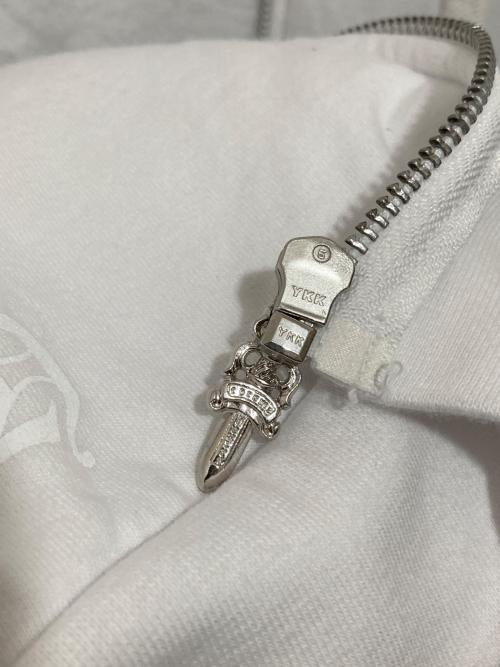 CHROME HEARTS（クロムハーツ）CHROME HEARTS (クロムハーツ) フローラルクロス ホースシュー ジップパーカー ダガージップ ジップアップフーディ USA製 ホワイト サイズ:XLの古着・服飾アイテム