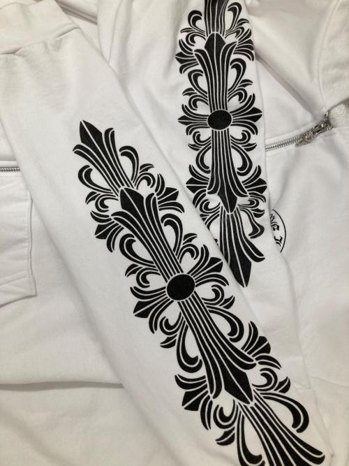 CHROME HEARTS（クロムハーツ）CHROME HEARTS (クロムハーツ) フローラルクロス ホースシュー ジップパーカー ダガージップ ジップアップフーディ USA製 ホワイト サイズ:XLの古着・服飾アイテム