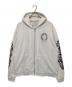 CHROME HEARTS（クロムハーツ）の古着「フローラルクロス ホースシュー ジップパーカー ダガージップ ジップアップフーディ USA製」｜ホワイト