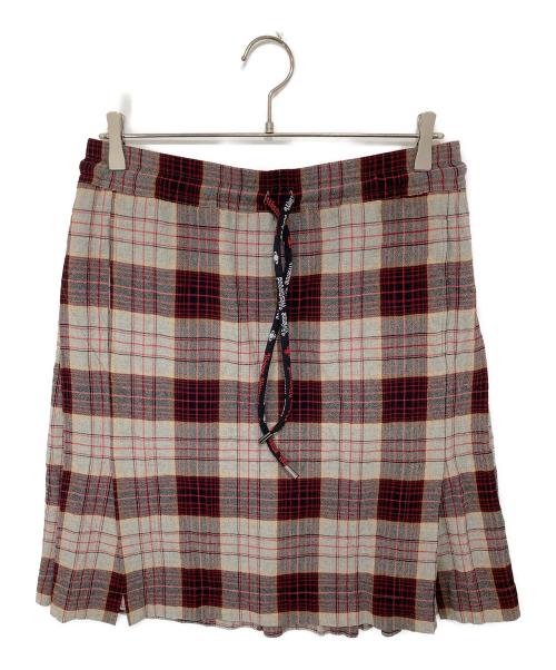 Vivienne Westwood（ヴィヴィアンウエストウッド）Vivienne Westwood (ヴィヴィアンウエストウッド) タータンチェック柄 ドローストリングスカート　3F030009-W00VM グレー×レッド サイズ:Mの古着・服飾アイテム