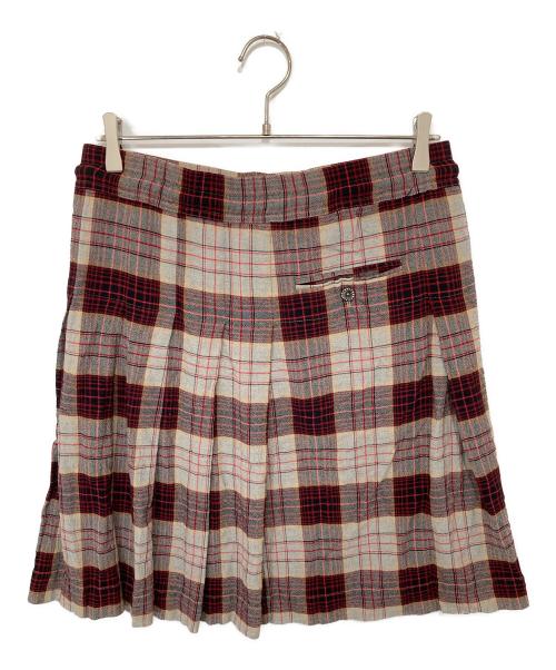 Vivienne Westwood（ヴィヴィアンウエストウッド）Vivienne Westwood (ヴィヴィアンウエストウッド) タータンチェック柄 ドローストリングスカート　3F030009-W00VM グレー×レッド サイズ:Mの古着・服飾アイテム