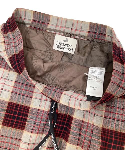 Vivienne Westwood（ヴィヴィアンウエストウッド）Vivienne Westwood (ヴィヴィアンウエストウッド) タータンチェック柄 ドローストリングスカート　3F030009-W00VM グレー×レッド サイズ:Mの古着・服飾アイテム