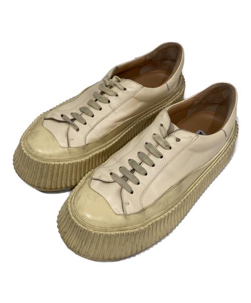 JIL SANDER（ジルサンダー）JIL SANDER (ジルサンダー) プラットフォームレザースニーカー ベージュ サイズ:37の古着・服飾アイテム