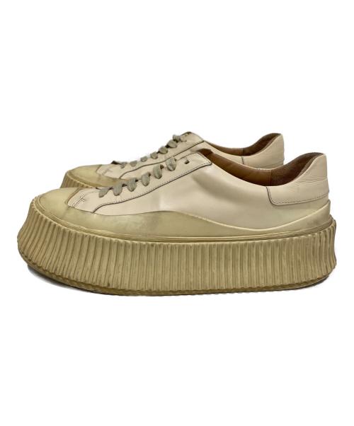 JIL SANDER（ジルサンダー）JIL SANDER (ジルサンダー) プラットフォームレザースニーカー ベージュ サイズ:37の古着・服飾アイテム