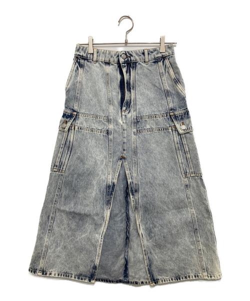 MM6 Maison Margiela（エムエムシックスメゾンマルジェラ）MM6 Maison Margiela (エムエムシックスメゾンマルジェラ) センタースリット ケミカルウォッシュデニムスカート インディゴ サイズ:38の古着・服飾アイテム