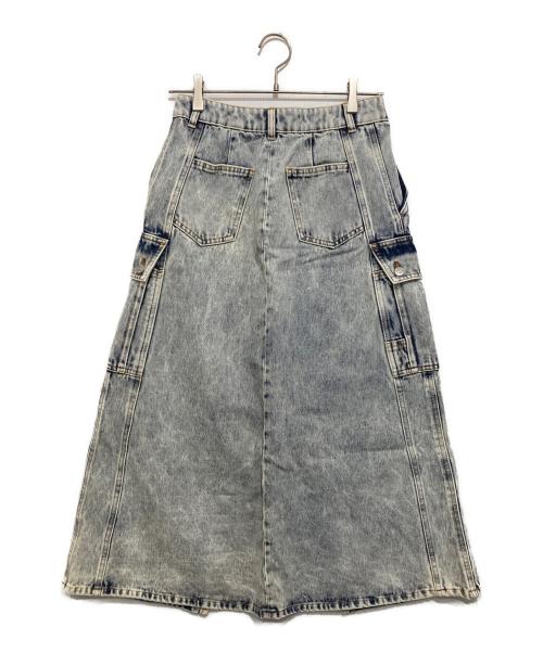 MM6 Maison Margiela（エムエムシックスメゾンマルジェラ）MM6 Maison Margiela (エムエムシックスメゾンマルジェラ) センタースリット ケミカルウォッシュデニムスカート インディゴ サイズ:38の古着・服飾アイテム