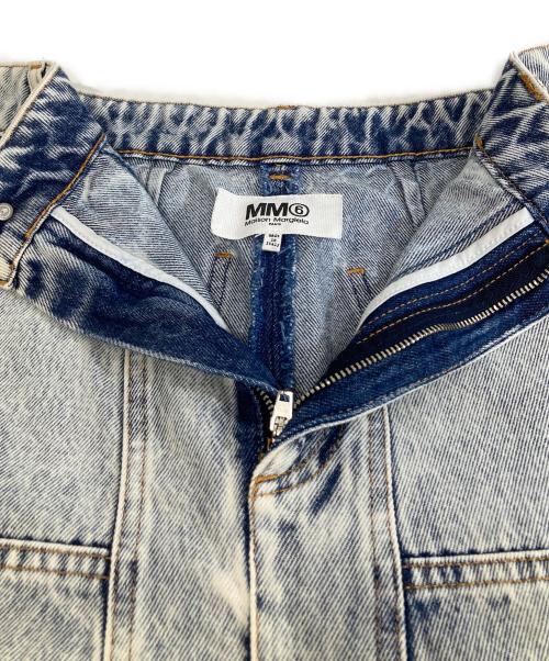 MM6 Maison Margiela（エムエムシックスメゾンマルジェラ）MM6 Maison Margiela (エムエムシックスメゾンマルジェラ) センタースリット ケミカルウォッシュデニムスカート インディゴ サイズ:38の古着・服飾アイテム