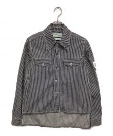 OFFWHITE（オフホワイト）の古着「ヒッコリーストライプ シャツジャケット OWYD002E18B13062」｜インディゴ