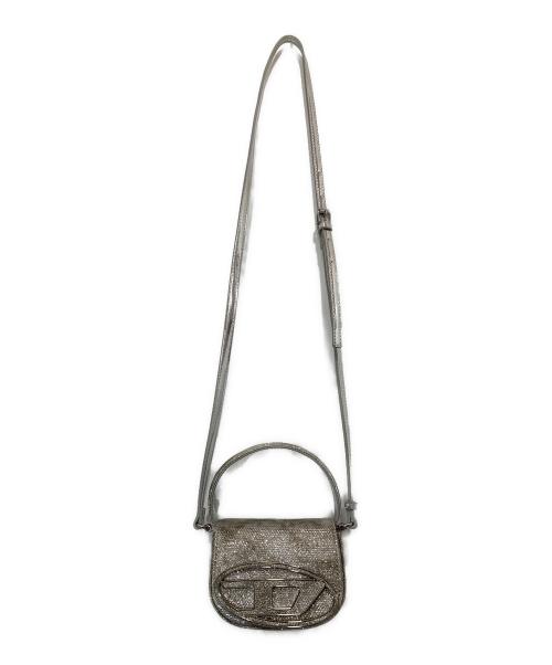 DIESEL（ディーゼル）DIESEL (ディーゼル) 1DR XS ラメ グリッターロゴ ミニショルダーバッグ シルバーの古着・服飾アイテム