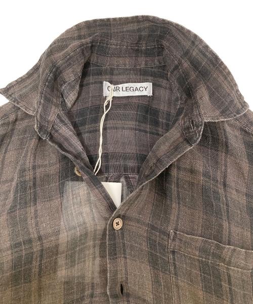 OUR LEGACY（アワーレガシー）OUR LEGACY (アワーレガシー) ABOVE SHIRT / チェック柄リネンシャツ　25FW-WMO-BL01 ブラウン サイズ:46の古着・服飾アイテム