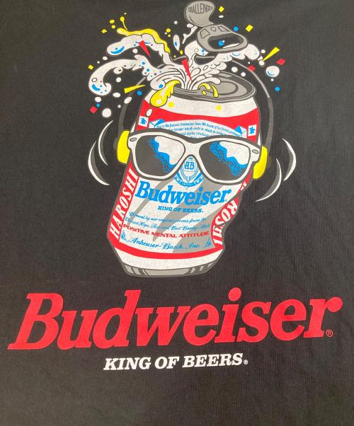 CHALLENGER（チャレンジャー）CHALLENGER (チャレンジャー) HAROSHI (ハロシ) BUDWEISER (バドワイザー) プリントTシャツ ブラック サイズ:XLの古着・服飾アイテム