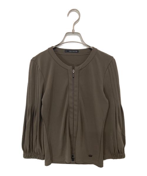 FOXEY NEWYORK（フォクシーニューヨーク）FOXEY NEWYORK (フォクシーニューヨーク) Wジップジャージーカーディガン ブラウン サイズ:38の古着・服飾アイテム