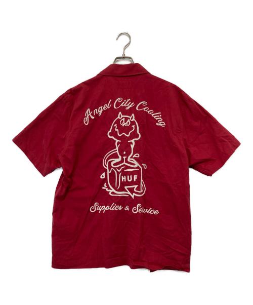 HUF（ハフ）HUF (ハフ) SUPPLIES & SERVICE SHIRT　サプライアンドサービスシャツ　BU00241 レッド サイズ:Mの古着・服飾アイテム