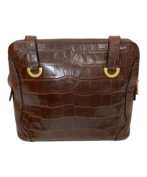 CELINE（セリーヌ）CELINE (セリーヌ) 型押しバッグ ブラウンの古着・服飾アイテム