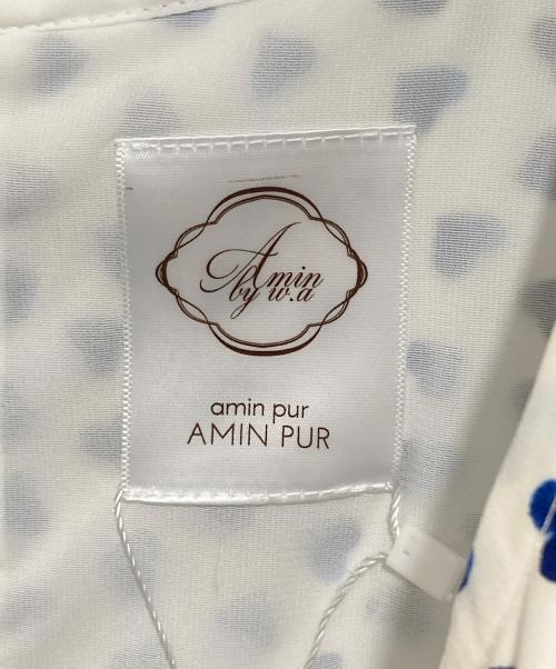 amin pur（アミンプュール）amin pur (アミンプュール) ハートシフォンティアードワンピース ブルー×ホワイト サイズ:０の古着・服飾アイテム