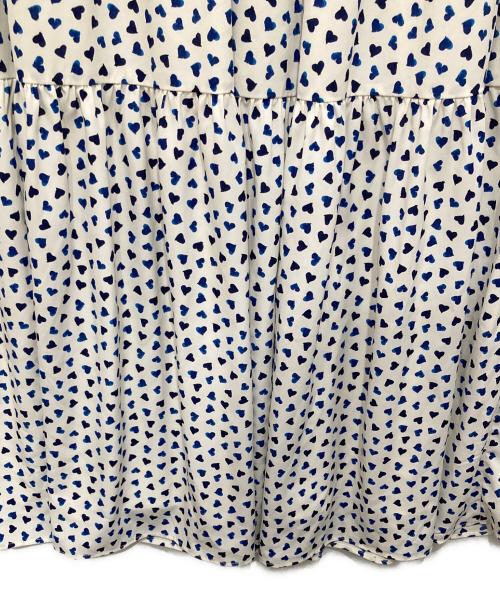 amin pur（アミンプュール）amin pur (アミンプュール) ハートシフォンティアードワンピース ブルー×ホワイト サイズ:０の古着・服飾アイテム