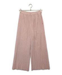 PLEATS PLEASE（プリーツプリーズ）の古着「ワイドプリーツパンツ」｜ピンク