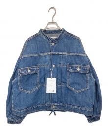 boutique ordinary（ブティークオーディナリー）の古着「Tuck Sleeve Denim Jacket　タックスリーブデニムジャケット」｜ブラック