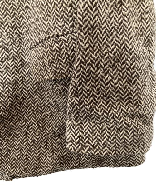 ISSEY MIYAKE（イッセイミヤケ）ISSEY MIYAKE (イッセイミヤケ) ウール ヘリンボーンツイル ショールカラーテーラードジャケット　ME43FD085 ブラウン サイズ:２の古着・服飾アイテム