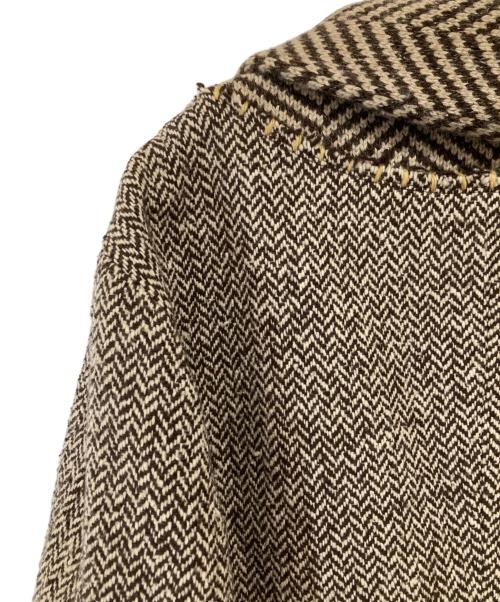 ISSEY MIYAKE（イッセイミヤケ）ISSEY MIYAKE (イッセイミヤケ) ウール ヘリンボーンツイル ショールカラーテーラードジャケット　ME43FD085 ブラウン サイズ:２の古着・服飾アイテム