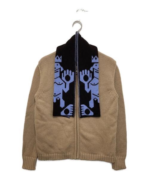WALTER VAN BEIRENDONCK（ウォルター ヴァン ベイレンドンク）WALTER VAN BEIRENDONCK (ウォルター ヴァン ベイレンドンク) ニットジップカーディガン ベージュ サイズ:不明の古着・服飾アイテム