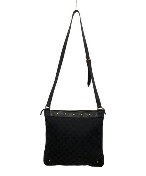 GUCCI（グッチ）GUCCI (グッチ) GGキャンバス スタッズ ショルダーバッグ ブラックの古着・服飾アイテム
