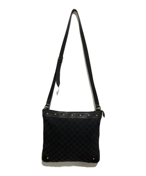 GUCCI（グッチ）GUCCI (グッチ) GGキャンバス スタッズ ショルダーバッグ ブラックの古着・服飾アイテム